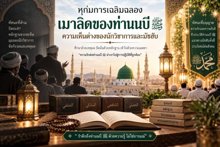 หุก่มการเฉลิมฉลองเมาลิดนบี ﷺ: ความเห็นต่างของนักวิชาการและมัซฮับทั้งสี่