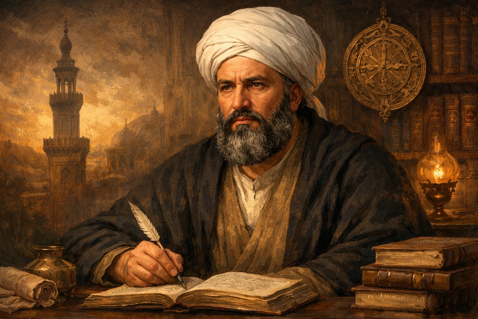 ภาพจินตนาการนักวิชาการอิสลามยุคกลางในสมัยอิบนุ ตัยมียะห์ กำลังศึกษาคัมภีร์อิสลาม