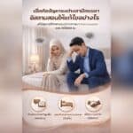 คู่สามีภรรยามุสลิมนั่งคิดแก้ปัญหาชีวิตคู่ ตามแนวทางอิสลามที่เน้นการตักเตือน ความอดทน และการปรับความเข้าใจ