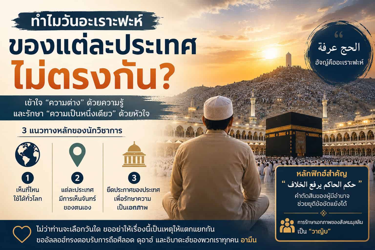 ทำไมวันอะเราะฟะห์ของแต่ละประเทศไม่ตรงกัน พร้อมภาพกะอ์บะฮ์และผู้ศรัทธาในบรรยากาศฮัจญ์